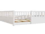 Queen Montessori Floor Bed with Safety Guardrails, Low Profile Wood Platform Bed Frame for Kids & W1858P475434