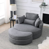 Welike Swivel Accent Barrel Modern Dark Grey Sofa Lounge Club Big Round Chair with Storage W83469809