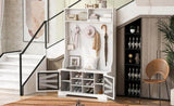 U-Can 43.3'' Entryway Bench with Coat Rack, 3-in-1 Design and Adjustable Shelves, Hall Tree with 7 N724P264668K