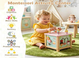 Wooden Activity Cube for Toddlers, Multi-Side Play Center with Pretend Kitchen & Storage 58446682