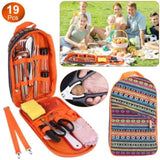 19Pcs Camping Cooking Utensil Kit Portable Picnic Cookware Outdoor Kitchen Equipment Gear Campfire 02334083