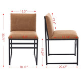Modern Dining Chairs set of 2, Upholstered Linen cushions and backrest with minimalist craft iron W1249P257010