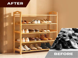 26.38*9.68*37.4in 5-Tier Portable Bamboo Shoe Rack, Natural Wood Color 80222555