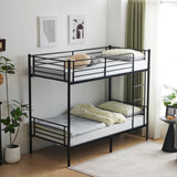 ZNTS Iron Bed Bunk Bed with Ladder for Kids Twin Size Black 67430277