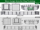 Dog Playpen Outdoor Extra Wide 16 Piece Panels Heavy Duty Dog Fence 40" Height Anti-Rust with Doors 96367448