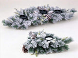 Christmas Flocked Centerpiece Candle Holder with 3 Candle Holders, Artificial Pine Needles & 6 Pine 36756860