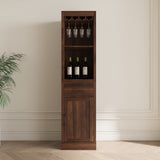 Brown walnut color modular wine bar Cabinet with Storage Shelves with Hutch for Dining Room W331P282805