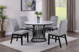 2pc Contemporary Upholstered Side Chair Light Gray Textured Fabric Upholstered High Back Cushioned B011P241348