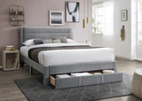 ZNTS Luxury Contemporary Look 1pc Queen Size Bed w Storage Drawer Gray Corduroy Headboard Bedframe B011P238965