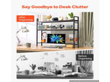 3-Tier Desktop Bookshelf with Metal Frame and Wooden Shelves, Countertop Storage Organizer with 20785994