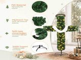 5FT Green Cross-Shaped Christmas Tree with Scarf & Headband, PVC 446 Tips, DIY 100 Warm White LED 03461408