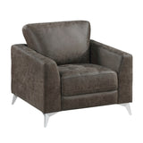 Brownish Gray Polished Microfiber Upholstery Elegant Modern Style Chair 1pc Solid Wood Living Room B011P204083