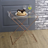 ZNTS Clear and Copper Tray Table with Removable Tray B062P181412