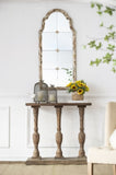 22" x 48" Large Cream & Gold Framed Wall Mirror, Wood Arched Mirror with Decorative Window Look for W2078P155651