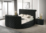 Luxurious 1pc Oval Nightstand Plush Tufted Upholstery 8mm Tempered Glass Top Rounded Sides Two B2741P321022