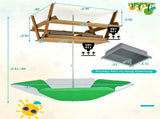3-in-1 Kids Picnic Table with Adjustable Umbrella, Fir Wood Outdoor Activity Table Set with 95036669
