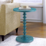 Teal Round Wooden Side Table B062P185709