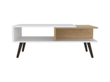 Coffee Table, 2 Shelves, 4 legs, White / Natural Oak B097P262371