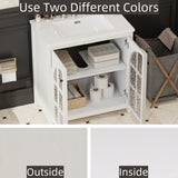 30 Inches Bathroom Vanity with Ceramic Sink, Faux Aged Finish, Vintage Rustic Bathroom Cabinet with N817P299512W