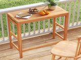 Natural Acacia Wood Foldable Patio Bar with Footrest & Slatted Top, Space-Saving Outdoor Pub 16941394