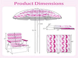 4-Piece Beach Set with 6.2ft Sun-Proof Umbrella, 2 Folding Chairs & 80"x80" Waterproof Blanket-Pink 29218585
