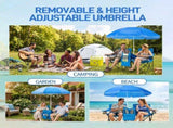 55.91"*19.69"*31.50"Double Folding Beach Chair with Removable Adjustable Umbrella, 2-Person XL 87545942