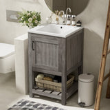 16" Bathroom Vanity Sink Combo for Small Space, Bathroom Sink Cabinet with Rectangular Ceramic N710P257402P
