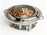 2pcs Stainless Steel Glass 6L Viewable Disassembly Buffet Stove, Oval Shape, Silver 81833216