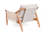 Accent Chair, Solid Hardwood Frame with Hand-Woven Paper Rope Arm, Mid-Century Modern Armchair with W5599P574869