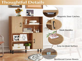 4-Tier Open Shelf Storage Cabinet with 2 Doors, 176 LBS Total Capacity for Entryway & Living 30250140