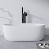 51'' Freestanding Bathtub Resin Stone Soaking Bathtub Solid Surface Modern Tubs with Overflow and W2753P191225
