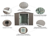6ft x 5ft Outdoor Metal Storage Shed gray With window W54071036