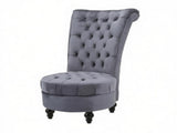 Grey Retro High Back Armless Royal Accent Chair Fabric Upholstered Tufted Seat for Living Dining And 66498578