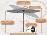 9' Outdoor Patio Umbrella, Market Table Umbrella with Push Button Tilt, 8 Heavy-Duty Steel Ribs & 86032688
