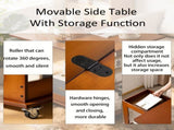 Bamboo folding edge table with movable storage, foldable tabletop suitable for beds and sofas, W2641P454908
