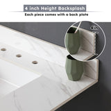 37 Inch Marble Vanity Top, White Vanity Top with Pre-drilled Faucet Holes, Bathroom Vanity Top with 95988698