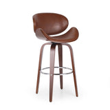 30" Mid-Century Modern Upholstered Swivel Barstool, Walnut Cognac 67493.00PUCOGN