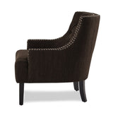 Modern Traditional Accent Chair Button Tufted Chocolate-hued Textured Fabric Upholstery Solid Wood B011P182652