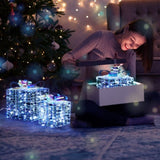 Lighted Iridescent Gift Boxes Set of 3, Pre-lit Nestable Present Boxes Ornament with 140 LED Warm 52441280