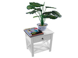 Nightstand Modern End Table, Side Table with 1 Drawer and Storage Shelf, White 35743905