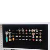 Non Full Mirror Wooden Wall Hanging 3-Layer Shelf, 2 Drawers, 17 Cosmetic Brush Holders, 95 White 62096095