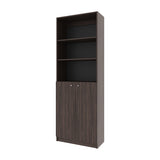 FM FURNITURE Beyerville Bookcase with Open Storage and 2 Doors, Stained Walnut B128P301396