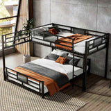 L-shaped Metal Twin over Full Size Bunk Bed, Black N709P196510B