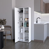 FM FURNITURE Harman Multistorage Kitchen Pantry with 1 door and 5 open shelves, White B128P321072