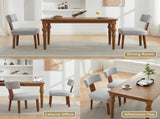 064-Set of 2 Linen Fabric Modern Armless Dining Chairs With Curved backrest and Solid Wooden Legs 42256414