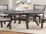 Dining Room Furniture Gray Oak Rubber wood MDF Round Table 1pc Table w Shelve B01156000