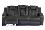 LED & Power Reclining Sofa Made With Faux Leather in Gray 659436452237