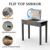 ZNTS Sleek Grey Vanity Table with LED Lights, Flip-Top Mirror and 2 Drawers, Jewelry Storage for Women W760P152317