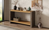 Mirod Vintage Industrial Console Table with Dovetail Joinery and Distressed Wood Veneer Finish N760P281375D