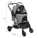 ZNTS Pet Stroller 3 in 1, Folding Lightweight Dog Stroller with Detachable Carrier & Storage Basket, 4 99473403